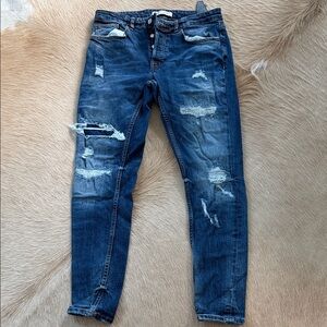 Zara Distressed Dark Blue Jeans